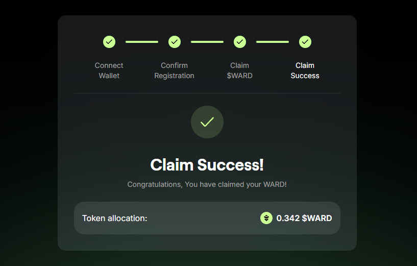 The success message in the Airdrop Claim Portal