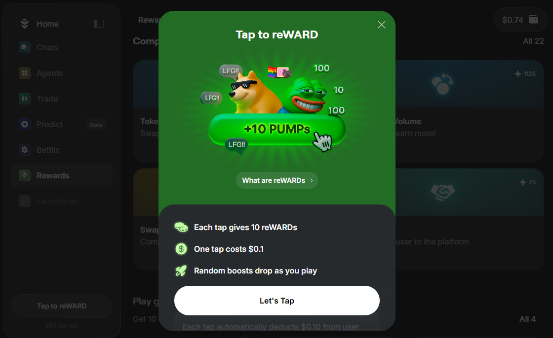 Play the Tap to reWARD game in Warden